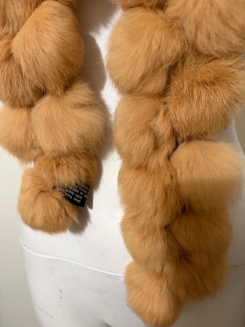 Beige 100% Rabbit Fur Scarf - Picture 4 of 6